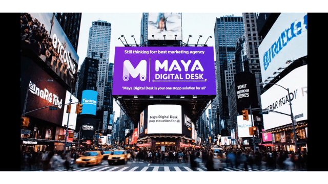 Image Of Satisficed clients of Maya digital desk. Bill board image at time square.