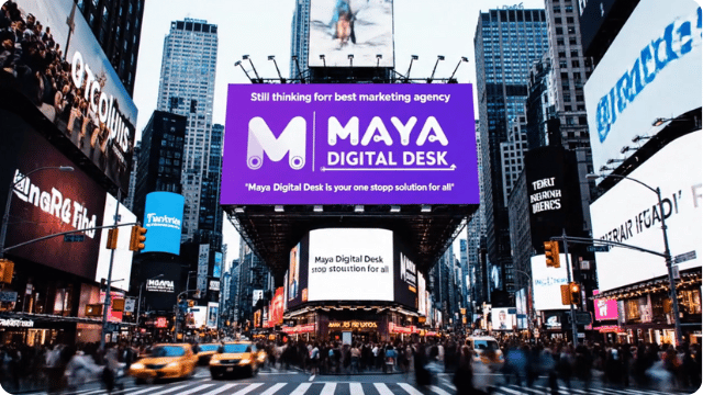 Image Of Satisficed clients of Maya digital desk. Bill board image at time square.