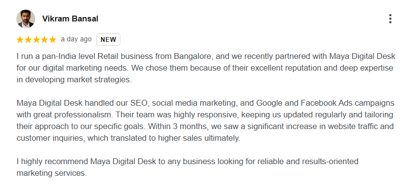 Best digital marketing agency review as Very good.