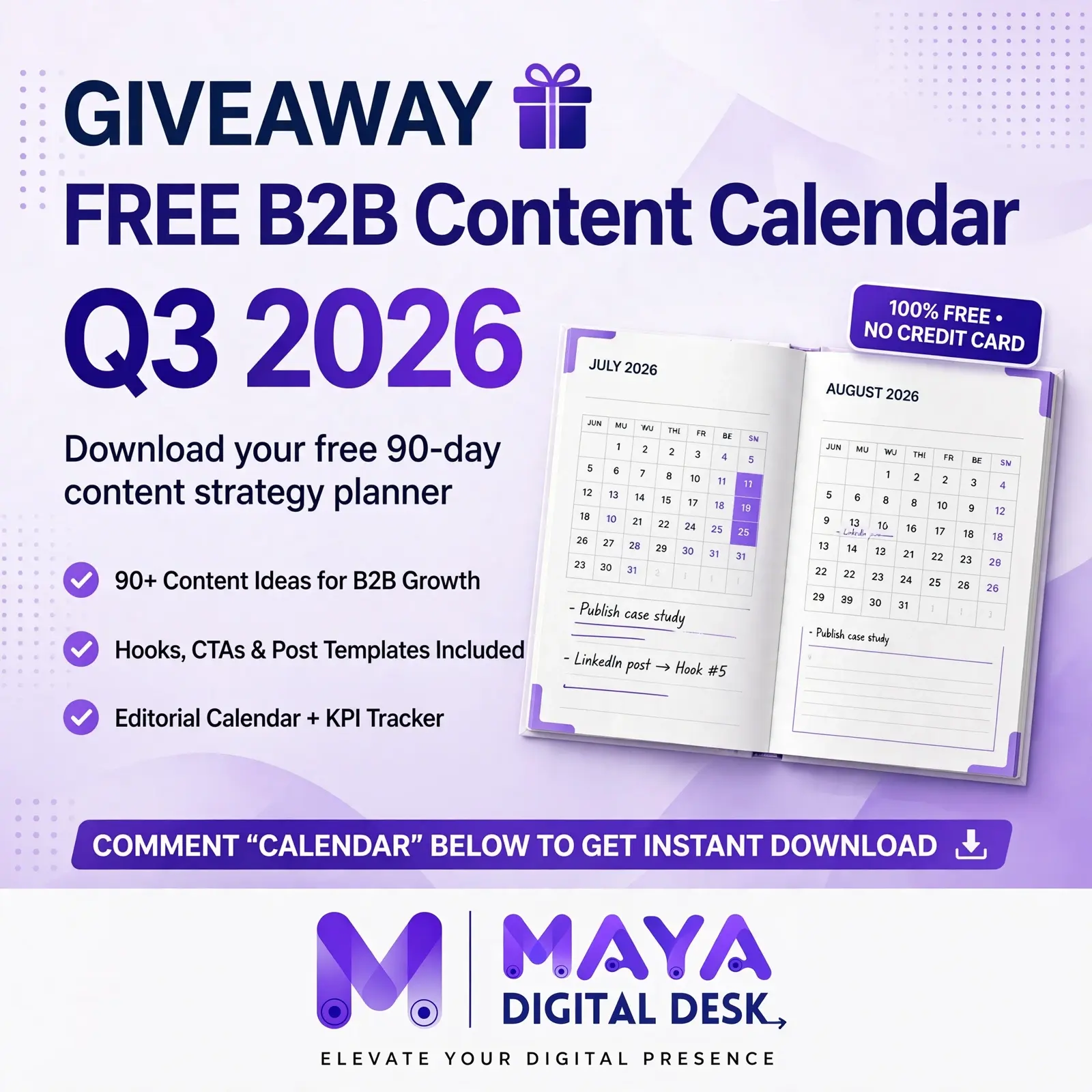 LinkedIn content calendar giveaway free download