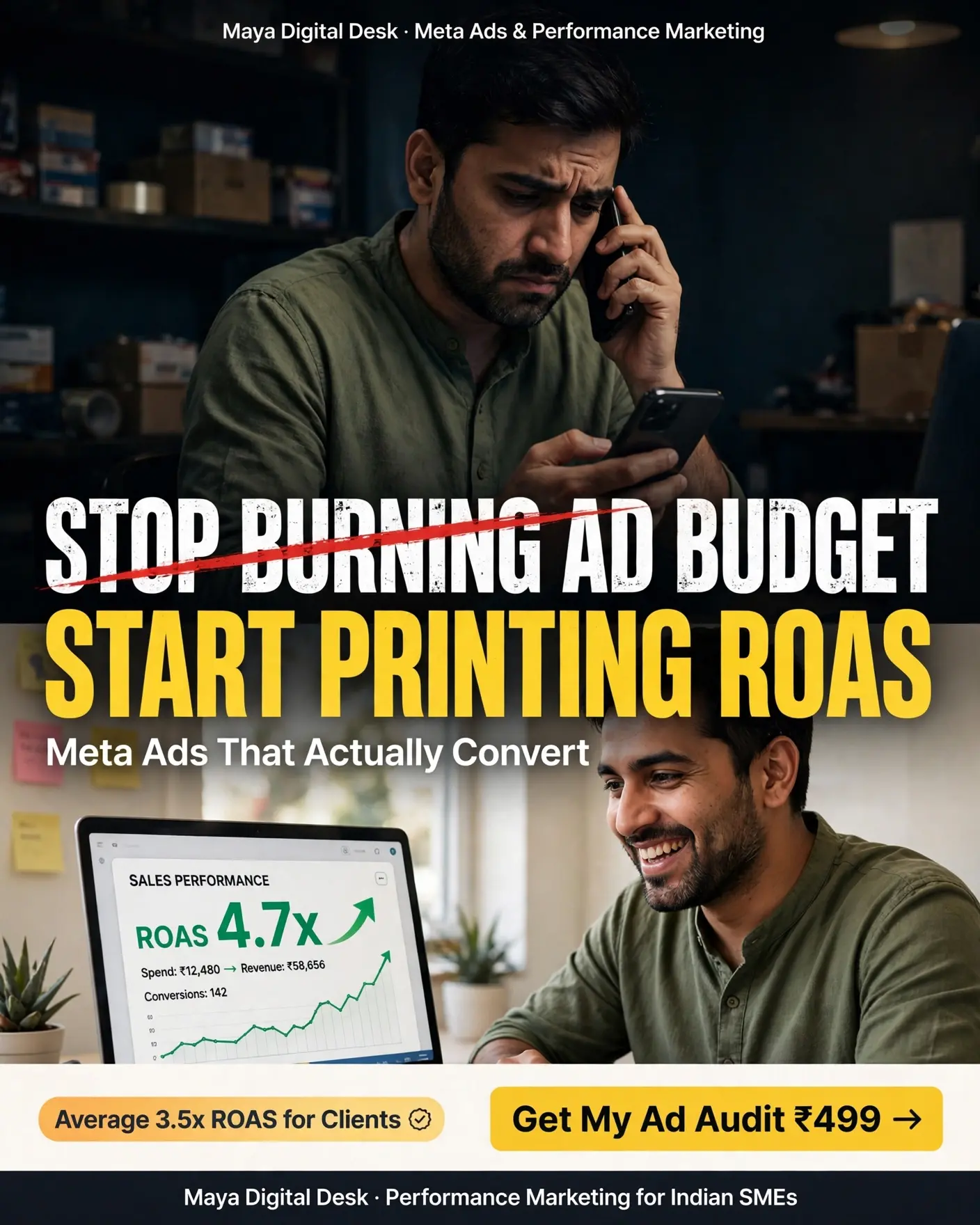 Maya Digital Desk ROAS ad campaign